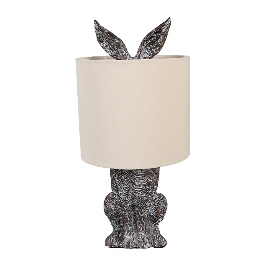 Šedá stolní lampa králík s béžovým stínidlem Rabbi - Ø 20*43 cm