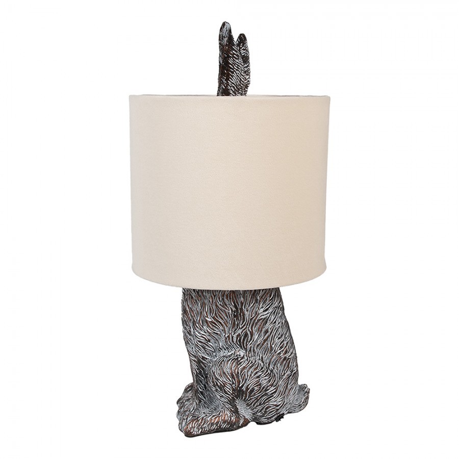 Šedá stolní lampa králík s béžovým stínidlem Rabbi - Ø 20*43 cm