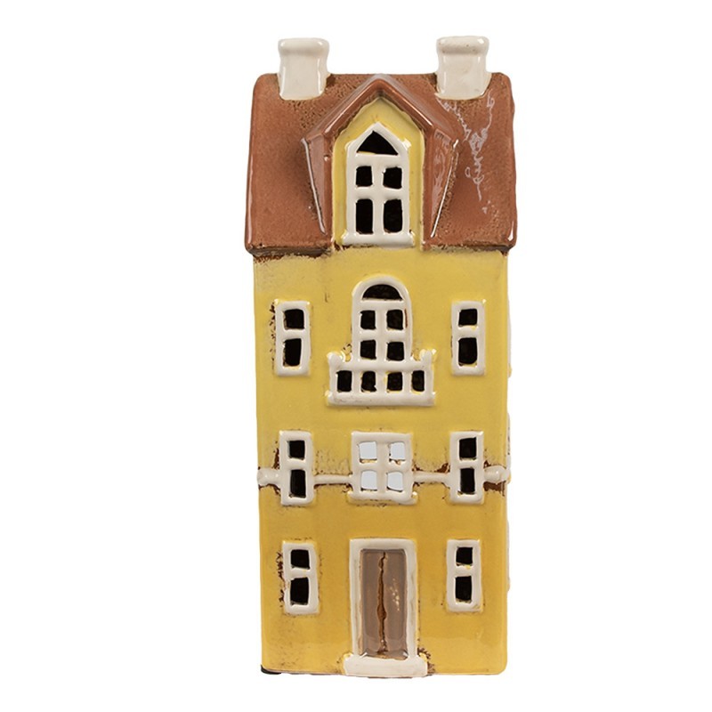 Žlutý keramický svícen na čajovou svíčku domek Amster Village - 11*9*25 cm