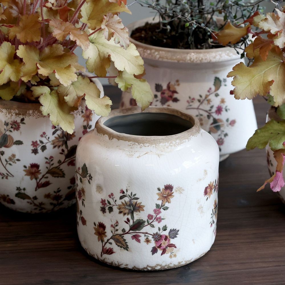 Keramický květináč / váza s květy Nancy - Ø 15*13 cm