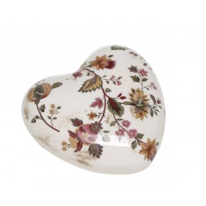 Keramické dekorační srdce s květy Nancy - 11*11*4 cm