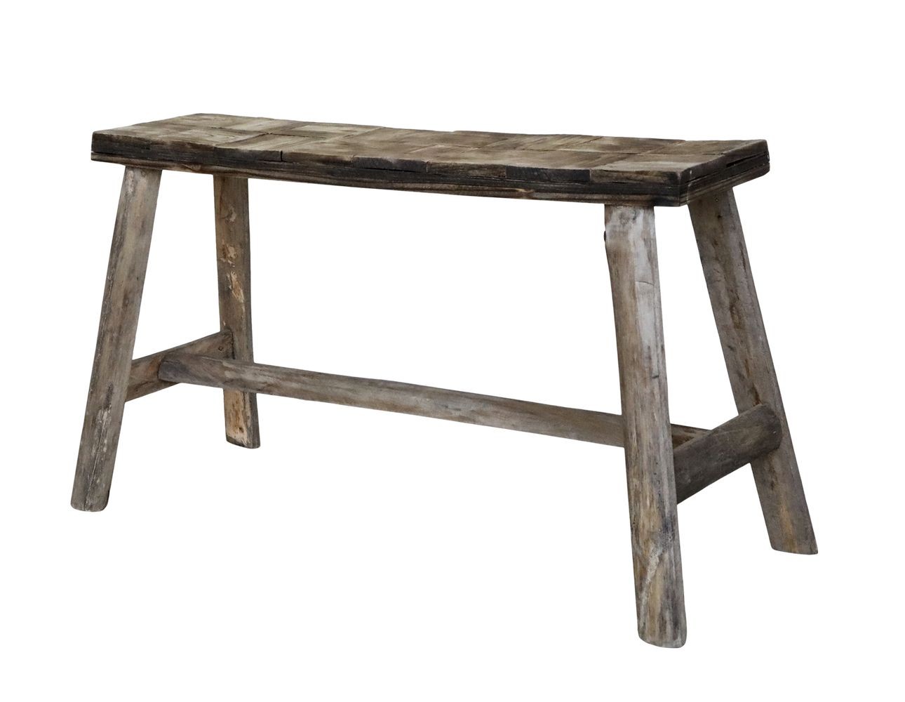 Hnědá dekorační dřevěná lavice se vzorem na sedadle Tanoak - 80*24*45 cm