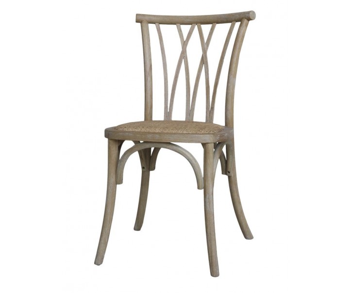 Přírodní dřevěná židle s ratanovým výpletem Old French chair - 50*53*90cm 