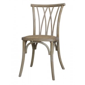 Přírodní dřevěná židle s ratanovým výpletem Old French chair - 50*53*90cm 