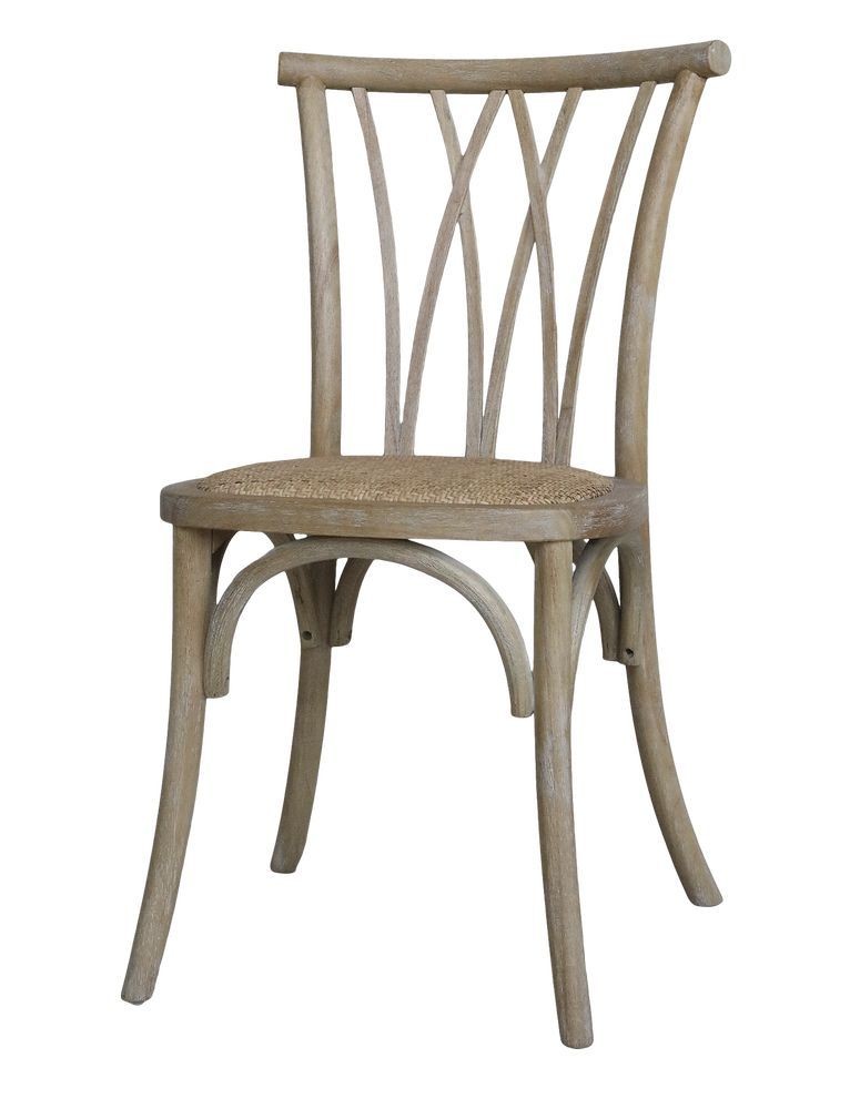 Přírodní dřevěná židle s ratanovým výpletem Old French chair - 50*53*90cm 