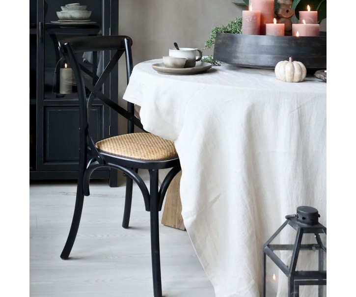 Černá dřevěná židle s ratanovým výpletem Old French chair - 55*51*89cm Chic Antique