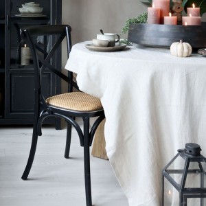 Černá dřevěná židle s ratanovým výpletem Old French chair - 55*51*89cm 