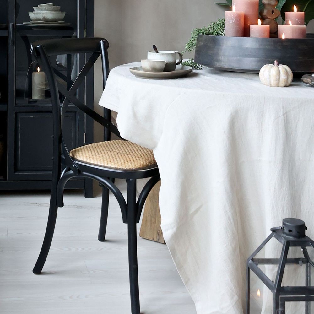 Černá dřevěná židle s ratanovým výpletem Old French chair - 55*51*89cm 