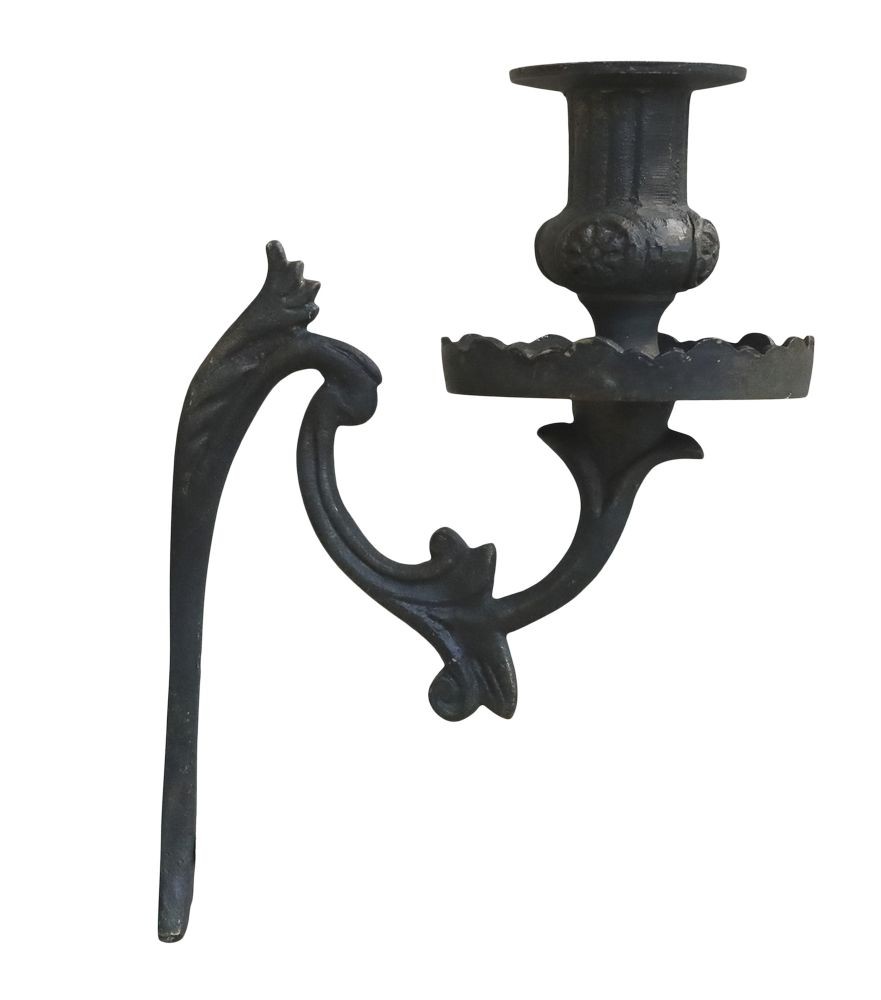 Mosazný antik kovový nástěnný svícen Old French - 14*8*21 cm