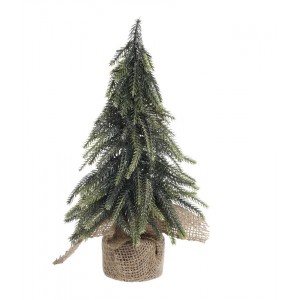 Zeleno-zlatý vánoční borovicový stromek v jutě Fleur Pine Tree - 27 cm