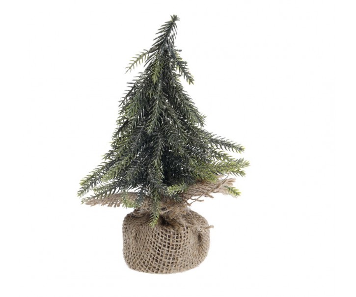 Zeleno-zlatý vánoční borovicový stromek v jutě Fleur Pine Tree - 20 cm