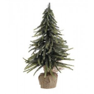 Zeleno-zlatý vánoční borovicový stromek v jutě Fleur Pine Tree - 20 cm