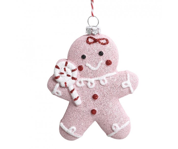 Růžová vánoční ozdoba perníček Gingerbread Candy - 8*3*10 cm