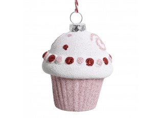 Růžová vánoční ozdoba Muffin Candy - 6*7cm