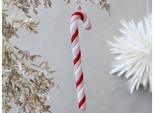 Růžová vánoční ozdoba cukrová hůl Candy Cane - 4*1*17 cm