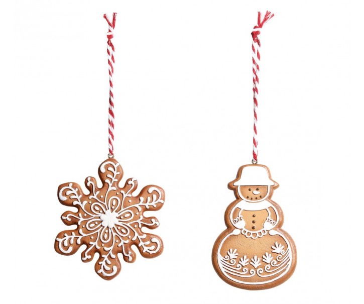 Set 2ks vánoční závěsná dekorace Perníček Gingerbread - 8*0,5*8 cm