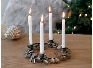 Mosazný antik kovový adventní věnec Advent wreath - Ø 16*4 cm