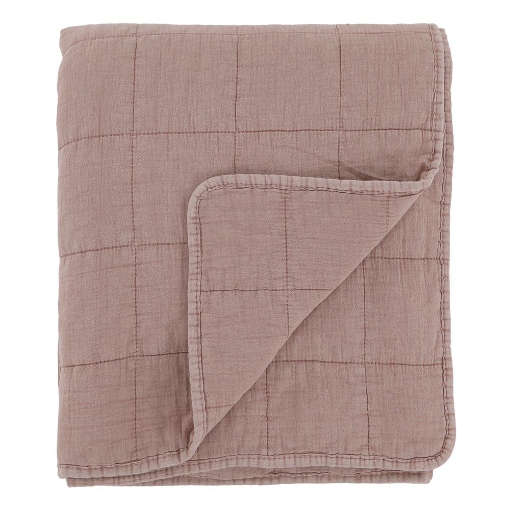 Růžový přehoz s opraným vzhledem Aix Vintage Quilt - 130*180 cm