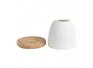 Bílý porcelánový svícen na čajovou svíčku - Ø 9*10 cm 