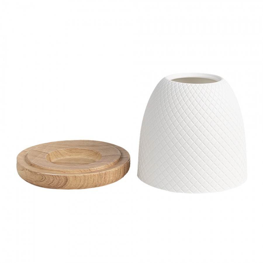 Bílý porcelánový svícen na čajovou svíčku - Ø 9*10 cm 