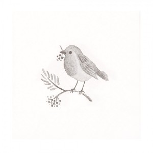 Bílé papírové ubrousky s ptáčkem Love Bird - 33*33 cm (20ks)