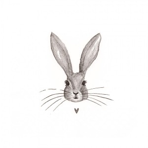Bílé papírové ubrousky s králíčkem Love Rabbit - 33*33 cm (20ks)