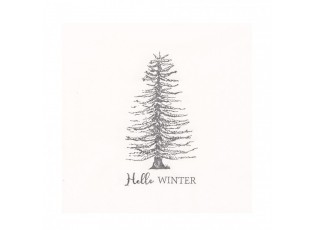 Bílé papírové ubrousky se stromem Hello Winter - 33*33 cm (20ks)