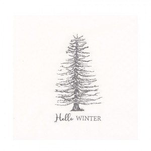 Bílé papírové ubrousky se stromem Hello Winter - 33*33 cm (20ks)