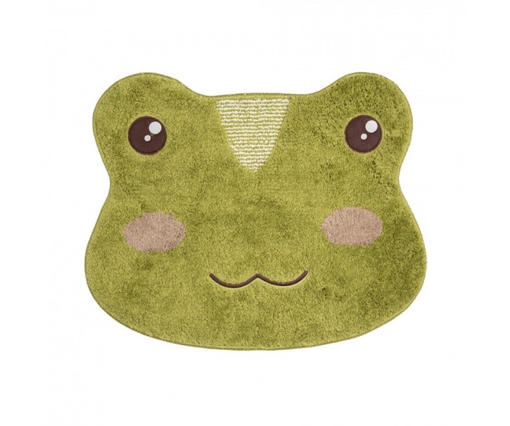 Zelená koupelnová předložka hlava žabky Frog - 60*48*1 cm