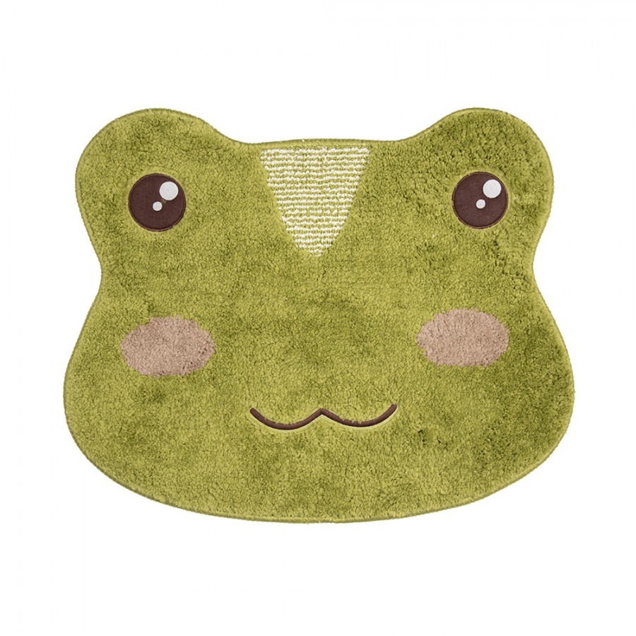 Zelená koupelnová předložka hlava žabky Frog - 60*48*1 cm
