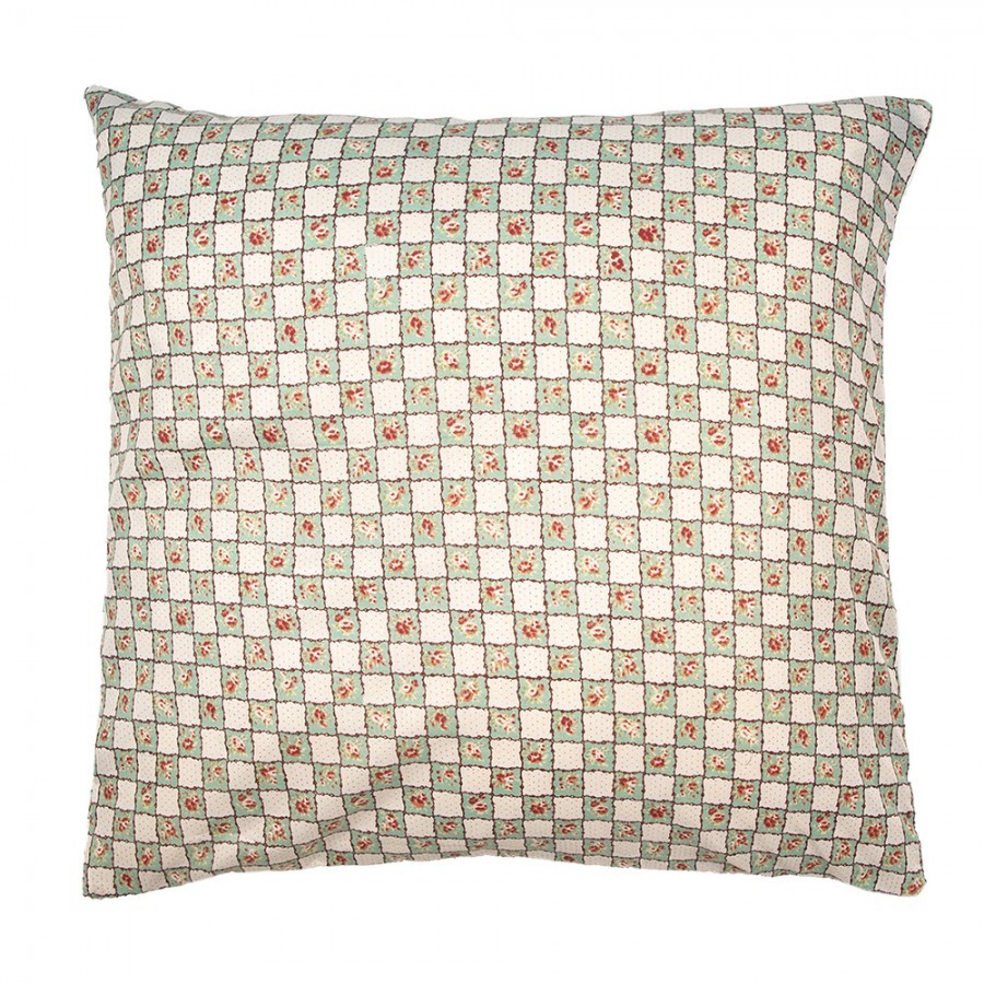 Béžovo-zelený povlak na polštář s květy Patchwork - 50*50 cm