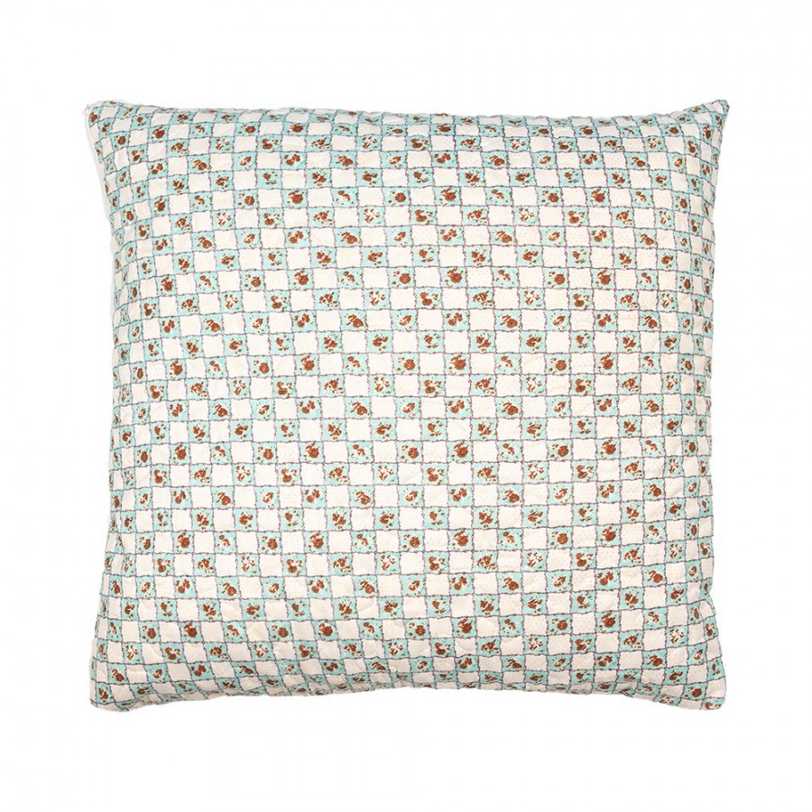 Béžovo-zelený povlak na polštář s květy Patchwork - 50*50 cm
