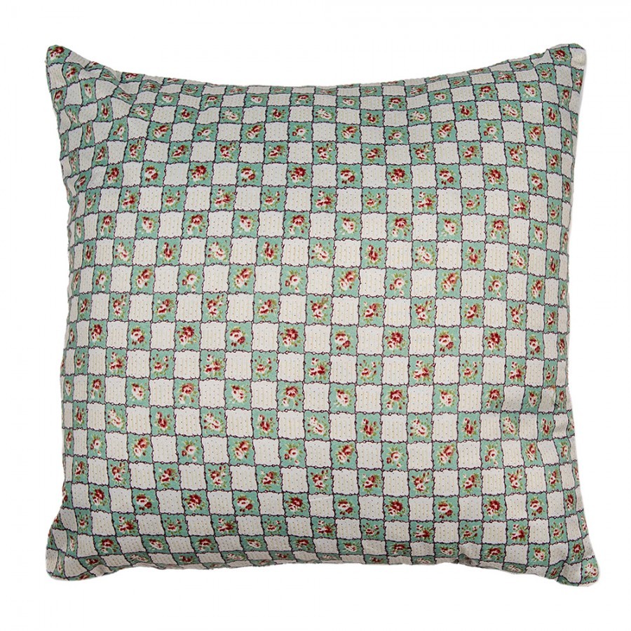Béžovo-zelený povlak na polštář s květy Patchwork - 40*40 cm