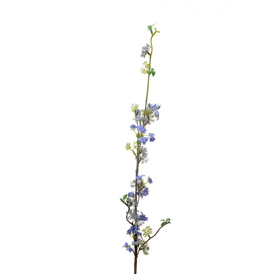 Dekorace umělá větvička s modrými kvítky - 5*5*100 cm