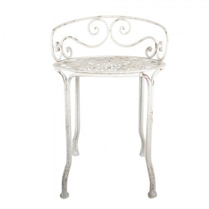 Bílý antik kovový stolek na květiny Shabby Chic - Ø 44*67 cm