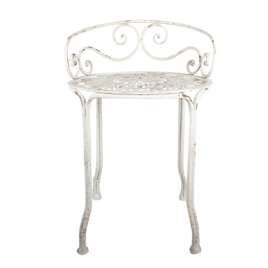 Bílý antik kovový stolek na květiny Shabby Chic - Ø 44*67 cm
