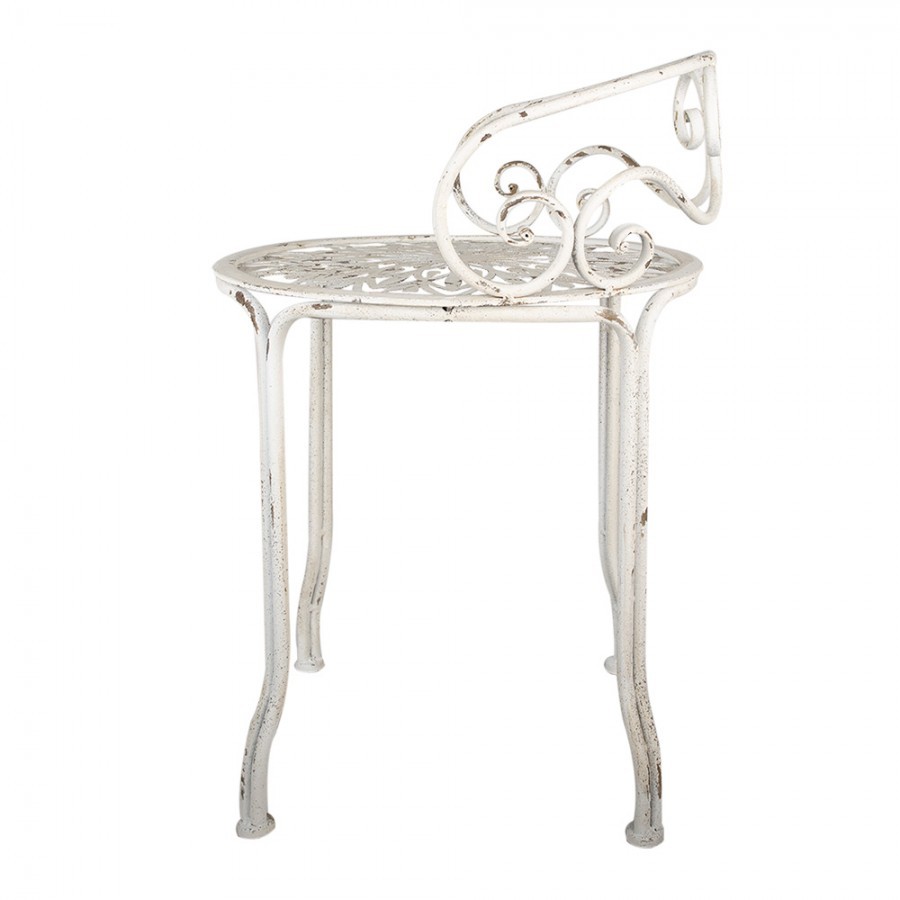 Bílý antik kovový stolek na květiny Shabby Chic - Ø 44*67 cm