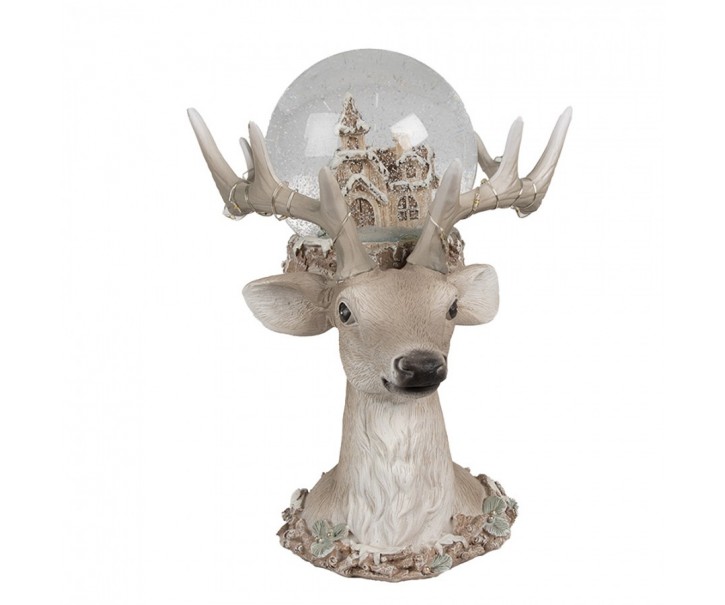 Vánoční sněžítko jelen s led světýlky Deer Christmas - 18*20*23 cm / 2*AAA