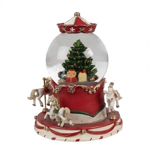 Vánoční sněžítko s hracím kolotočem Christmas - Ø 14*19 cm