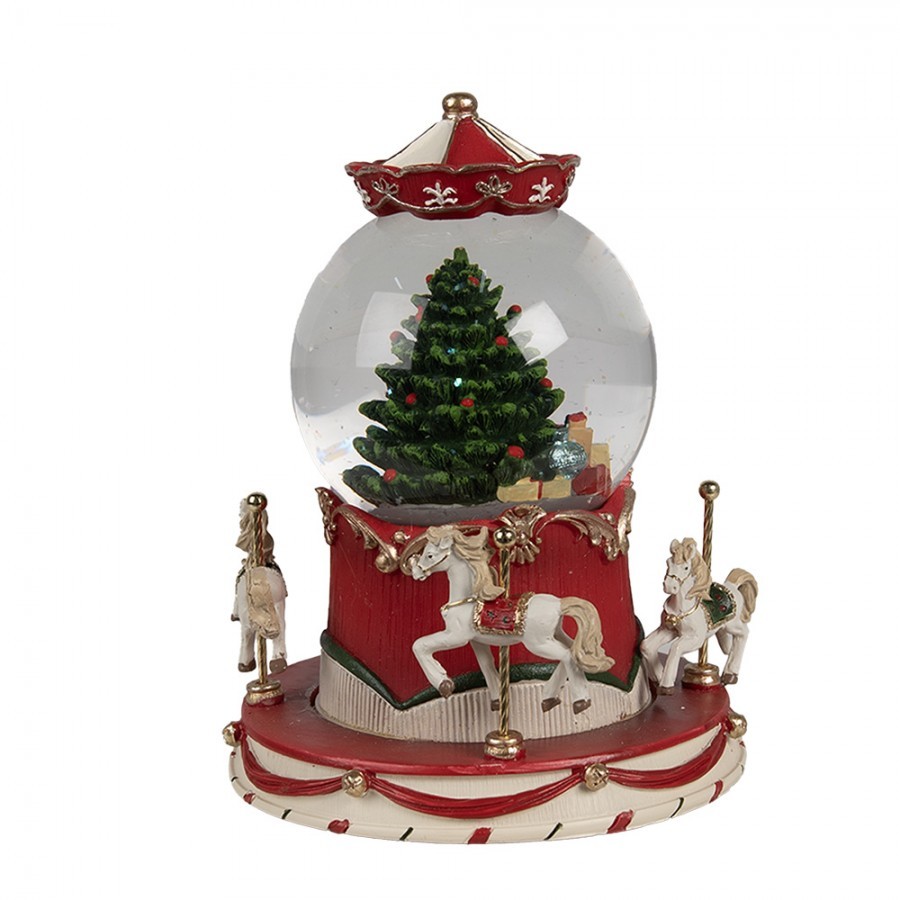 Vánoční sněžítko s hracím kolotočem Christmas - Ø 14*19 cm