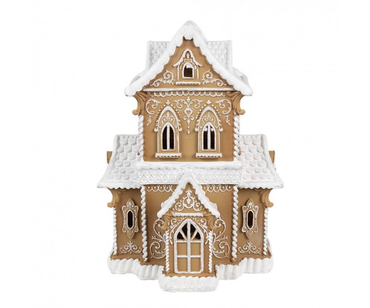 Gingerbread House With LED 28x21x37 Cm Brown Plastic Gingerbread House - 28*21*37 cm Clayre & Eef