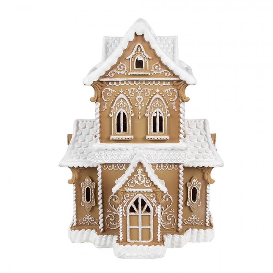 Gingerbread House With LED 28x21x37 Cm Brown Plastic Gingerbread House - 28*21*37 cm