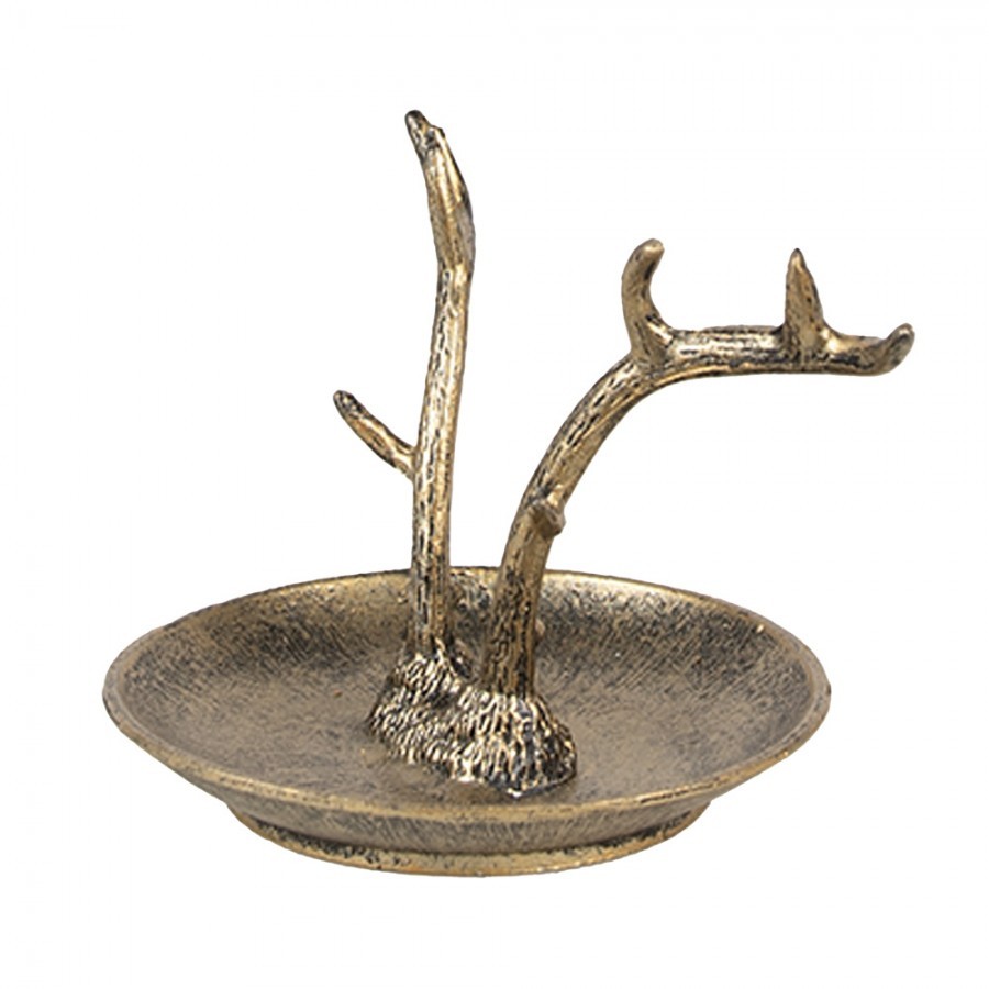 Decorative Bowl 11x9x8 Cm Gold Colored Metal Antler - 11*9*8 cm