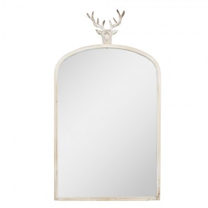 Béžové antik kovové zrcadlo s hlavou jelena Deer vintage - 58*10*105 cm