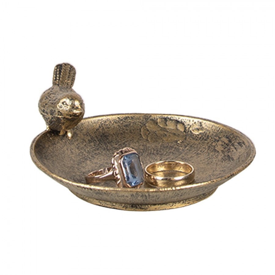 Decorative Bowl 10x9x4 Cm Gold Colored Metal Bird - 10*9*4 cm
