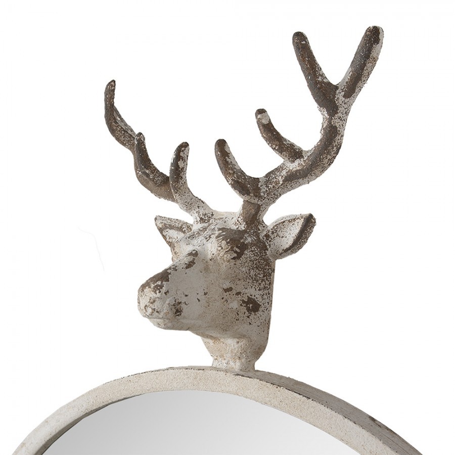 Béžové antik kovové zrcadlo s hlavou jelena Deer vintage - 50*10*89 cm
