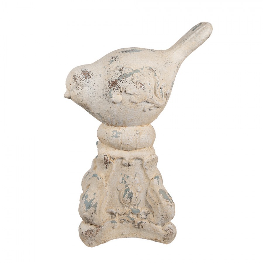 Béžová antik dekorace ptáček na podstavci Baroque - 33*21*47 cm