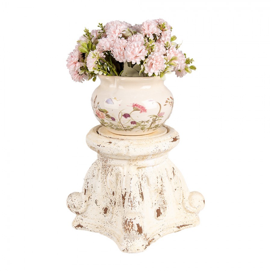 Béžový antik dekorační stolek pod květiny Baroque - 22*22*21 cm