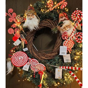 Bílo-červený vánoční zápich lízátka Lollipop - 15*1*30 cm