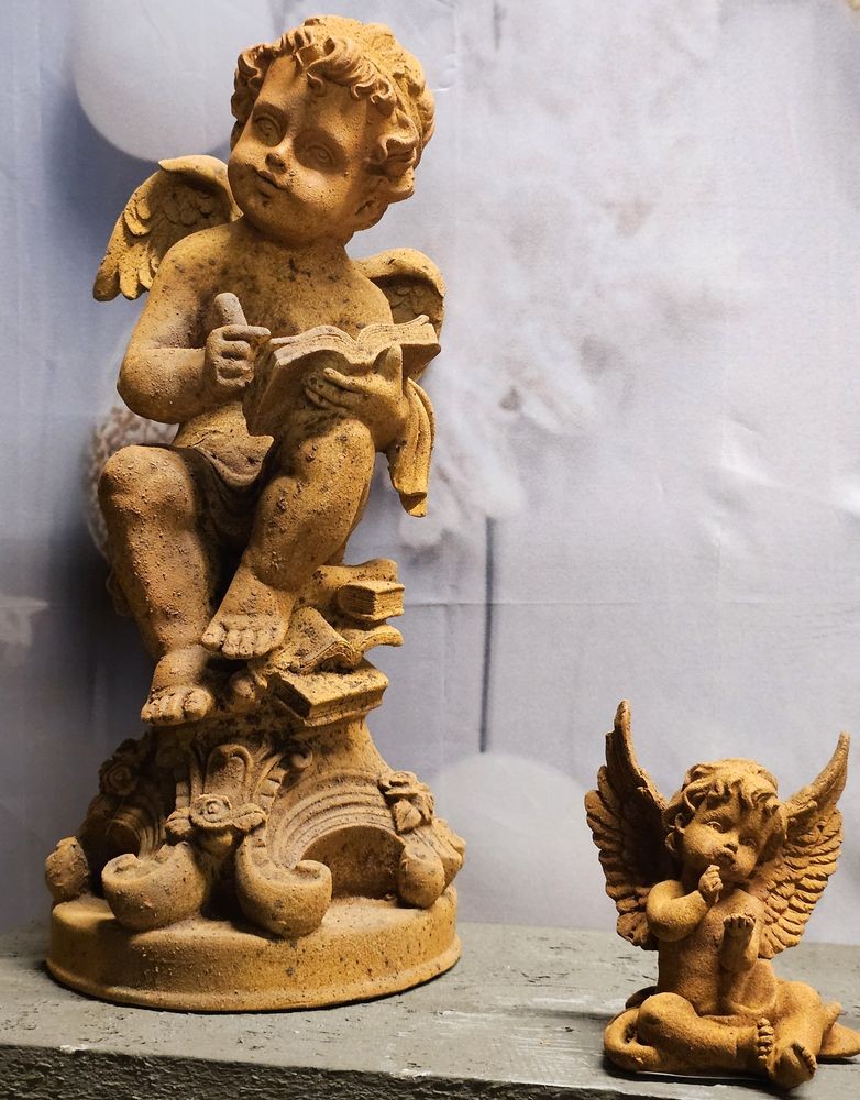 Dekorativní rezavá figurka anděl sedící - 9*8*11 cm